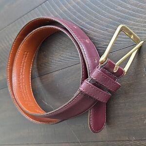 VTG Coach Burgundy Leather Belt Square Solid Brass Buckle 5800 32" Long